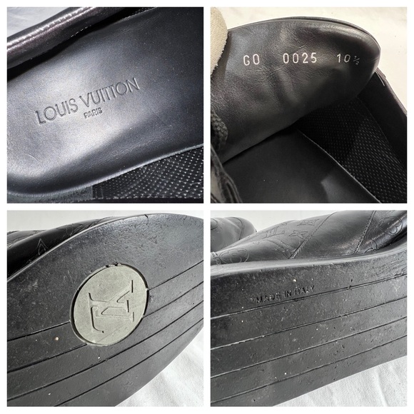 LOUIS VUITTON Monogram Black Leather Mens Logo sneakers Marked as 10.5 11.5US - Picture 15 of 15